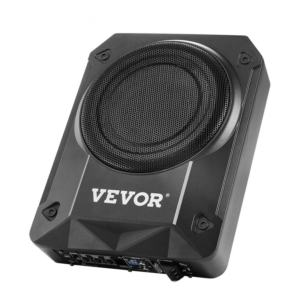 VEVOR 8" 800W Underseat Car Subwoofer, Slim Powered Car Subwoofers Under the Seat, Low Profile Audio Sub Built-in Amplifier, High/Low Level Input & Volume Controller for SUVs, Car, Truck, RV