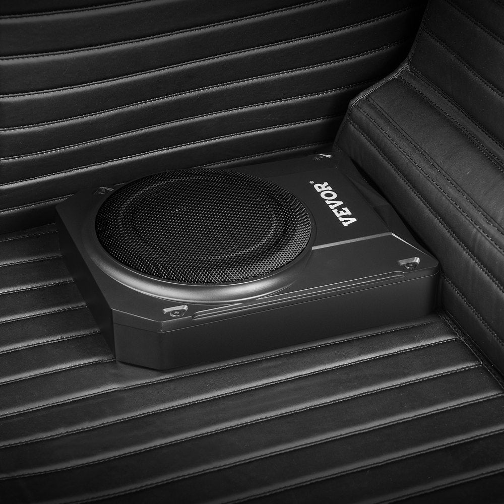 VEVOR 10" 400W Underseat Car Subwoofer, Slim Powered Car Subwoofers Under the Seat, Low Profile Audio Sub Built-in Amplifier, High/Low Level Input & Volume Controller for SUVs, Car, Truck, RV
