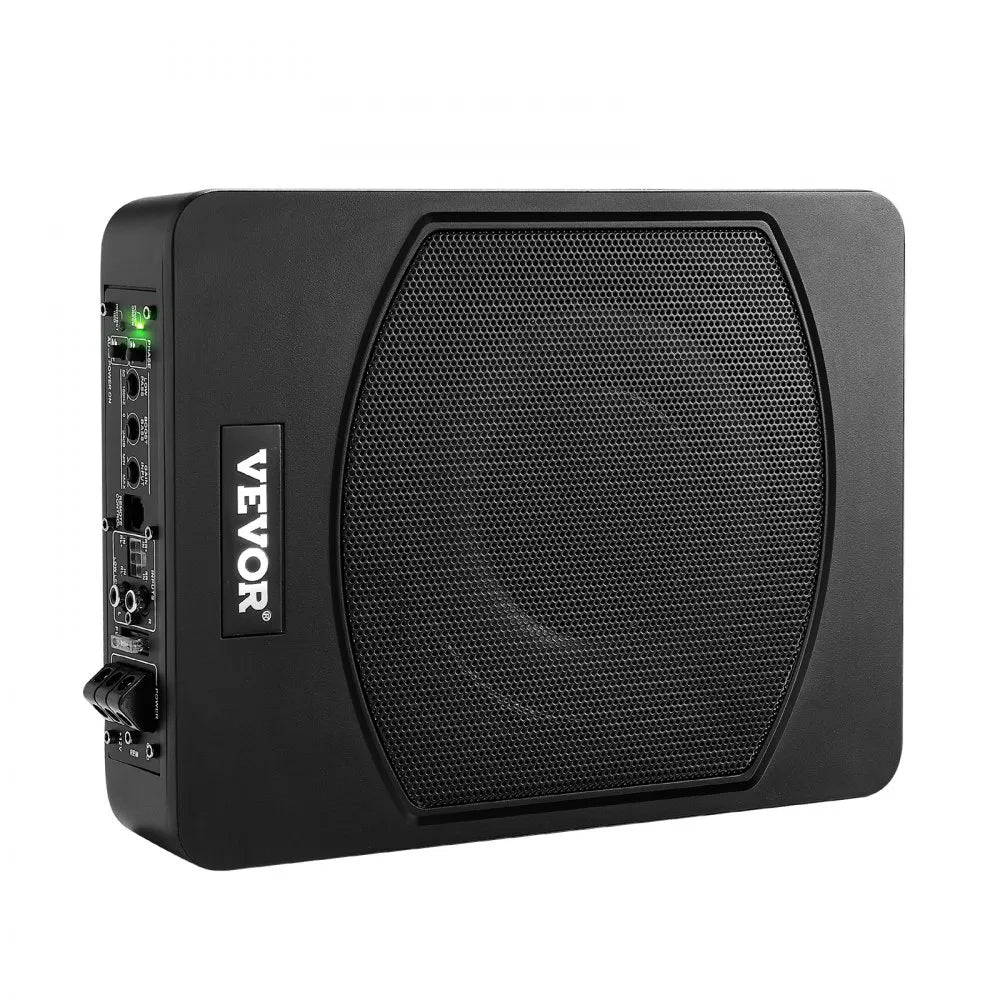 VEVOR 10" 240W Underseat Car Subwoofer, Slim Powered Car Subwoofers Under the Seat, Low Profile Audio Sub Built-in Amplifier, High/Low Level Input & Volume Controller for SUVs, Car, Truck, RV