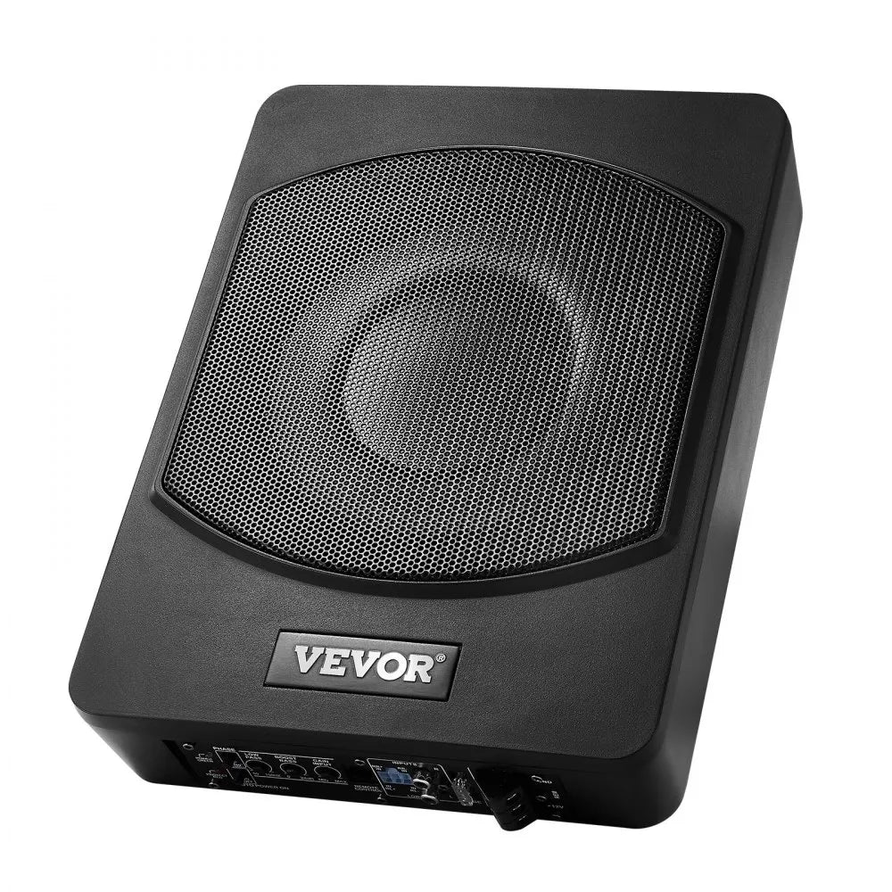 VEVOR 10" 240W Underseat Car Subwoofer, Slim Powered Car Subwoofers Under the Seat, Low Profile Audio Sub Built-in Amplifier, High/Low Level Input & Volume Controller for SUVs, Car, Truck, RV
