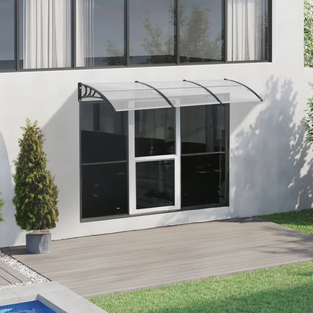 VEVOR Window Door Awning Canopy, 38" x 117" Door Canopy Exterior, UF50+ PC Sunshade Sheet Awnings, Outdoor Patio Awning Sun Shade, Transparent, Waterproof, for Sun Shutter, UV, Rain, Snow Protection