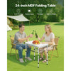 VEVOR Folding Camping Table, Adjustable Height Portable Side Tables, Aluminum MDF Beach Table with Mesh Layer, Carrying Handle, Lightweight Compact for Outdoor Picnic BBQ Cooking, 24x16in, Silver