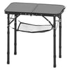 VEVOR Folding Camping Table, Adjustable Height Portable Side Tables, Aluminum MDF Beach Table with Mesh Layer, Carrying Handle, Lightweight Compact for Outdoor Picnic BBQ Cooking, 24x16in, Black