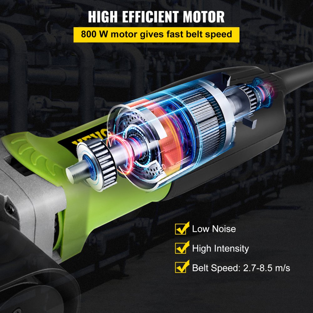 VEVOR Pipe Tube Polisher Sander 7\"/180 mm Max Pipe Diameter,Sander Polisher Grinder 110V 800W,Professional Belt Sander Grinding Machine 6 Speeds Adjustable,for Burnishing Finishing Stainless Steel