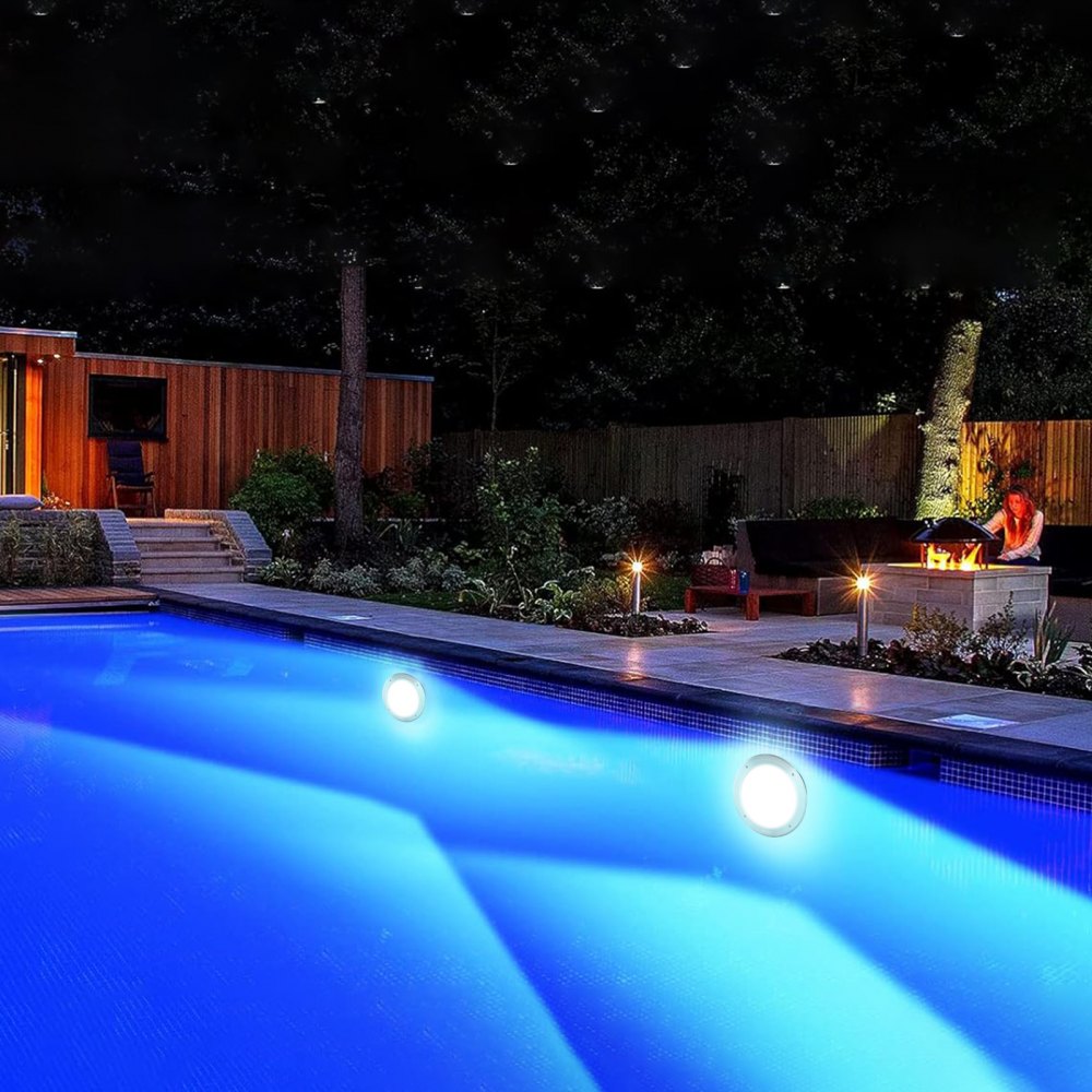 VEVOR 12V LED Pool Illumination, 10" Diameter 40W, Multi-Color RGBW, Submersible Light for Pools & Spas, Includes 50 FT Cable & Remote, Suitable for 10" Wet Niches, IP68