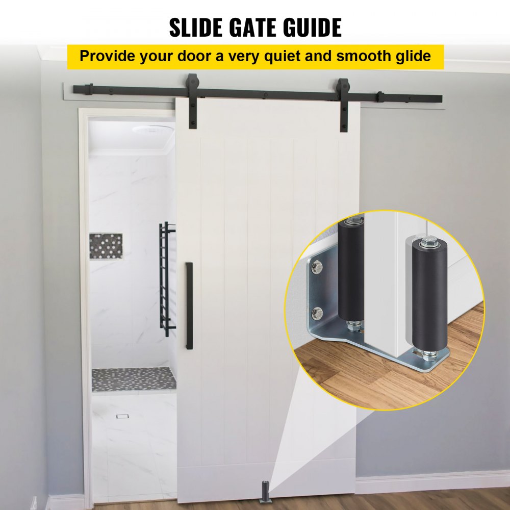 VEVOR Gate Roller Guide 6\" Sliding Gate Black Nylon Roller Coloring Zinc Painted Sliding Gate Guide With L-Shape Bracket and Adjustable Bolts Slide Gate Support Assembly For Sliding Gates Guide Rolle