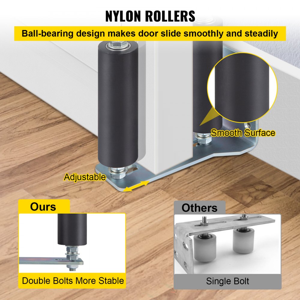 VEVOR Gate Roller Guide 6\" Sliding Gate Black Nylon Roller Coloring Zinc Painted Sliding Gate Guide With L-Shape Bracket and Adjustable Bolts Slide Gate Support Assembly For Sliding Gates Guide Rolle