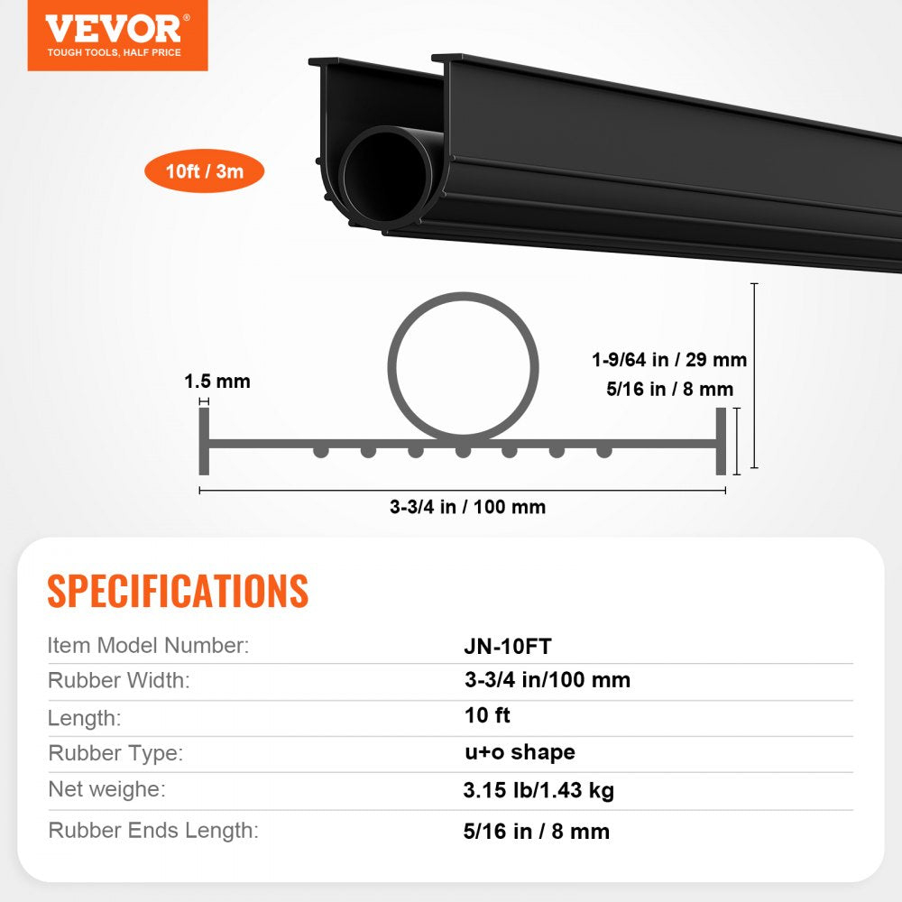 VEVOR Garage Door Threshold and Bottom Seals Kit, 10 FT U Shape+O Ring Universal Garage Door Bottom Seal Weatherstrip PVC, Combine with Weatherproof Garage Threshold Seal Strip with Adhesive, Black