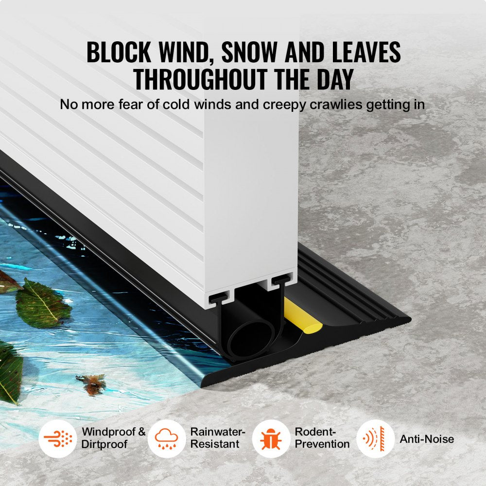 VEVOR Garage Door Threshold and Bottom Seals Kit, 20 FT U Shape+O Ring Universal Garage Door Bottom Seal Weatherstrip PVC, Combine with Weatherproof Garage Threshold Seal Strip with Adhesive, Black