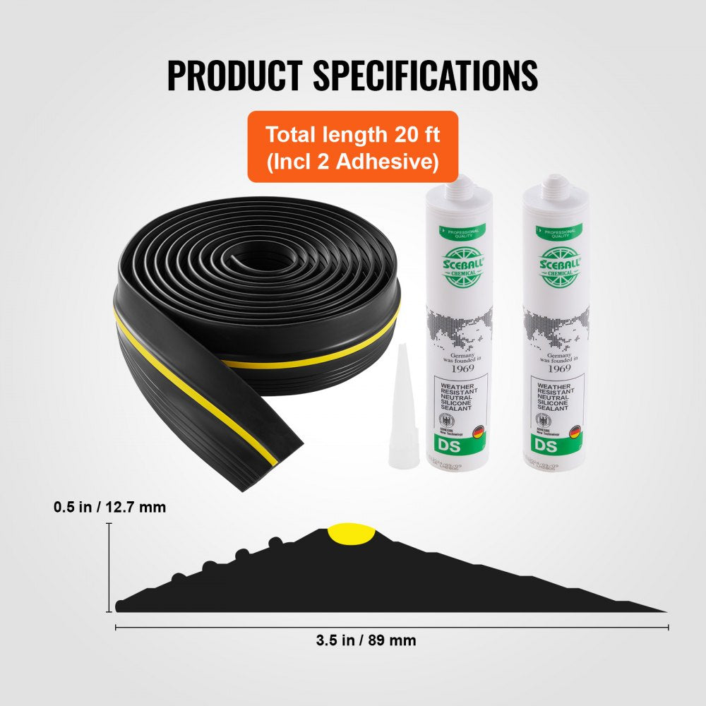 VEVOR Garage Door Threshold and Bottom Seals Kit, 20 FT U Shape+O Ring Universal Garage Door Bottom Seal Weatherstrip PVC, Combine with Weatherproof Garage Threshold Seal Strip with Adhesive, Black