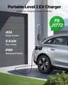VEVOR Level 2 EV Charger, 40 Amp Adjustable Current, 240V Electric Vehicle Portable Charger with 25 ft Charging Cable, LCD Display, NEMA 14-50P Plug, Plug-in Home Car Charging Station for SAE J1772 EV