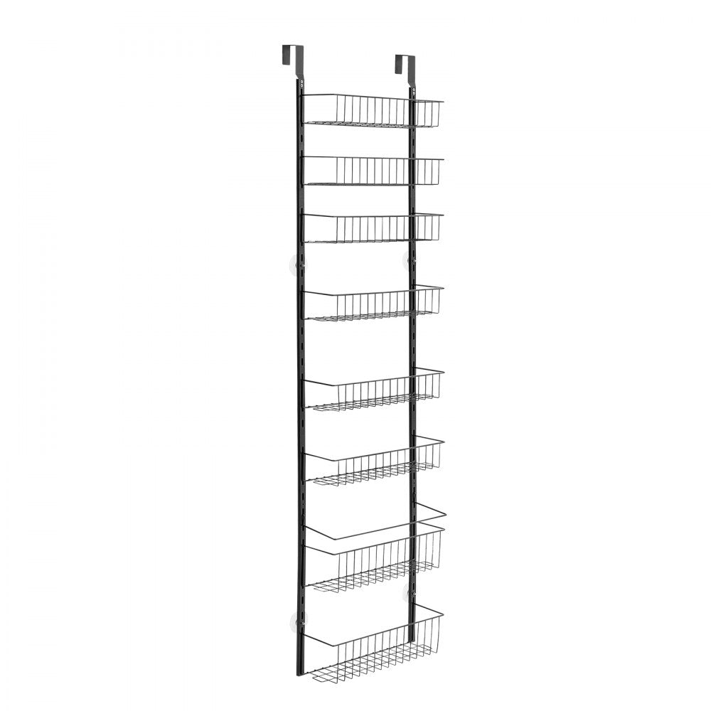VEVOR Over the Door Pantry Organizer, 9-Tier Pantry Organization and Storage, Heavy-Duty Steel Hanging Spice Rack, Adjustable Wall Seasoning Shelves, for Home Kitchen Laundry Room Bathroom, Black