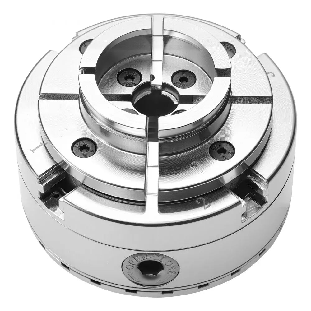 VEVOR 4 Inch Wood Lathe Chuck, 4-Jaw, Self-Centering Wood Turning Chuck Set with 1" x 8TPI Thread & Adapter, Round Jaws, Step Jaws, Thickened Nickel-Plated, High-Hardness Steel, for Woodworking Lathe