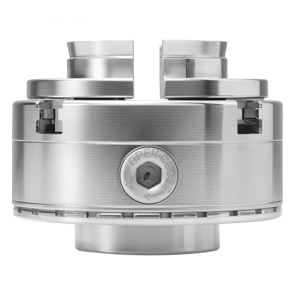 VEVOR 4 Inch Wood Lathe Chuck, 4-Jaw, Self-Centering Wood Turning Chuck Set with 1" x 8TPI Thread & Adapter, 5 PCS Jaws Round/Flat/Step/Pin, Carry Case, Nickel-Plated Finish, for Woodworking Lathe