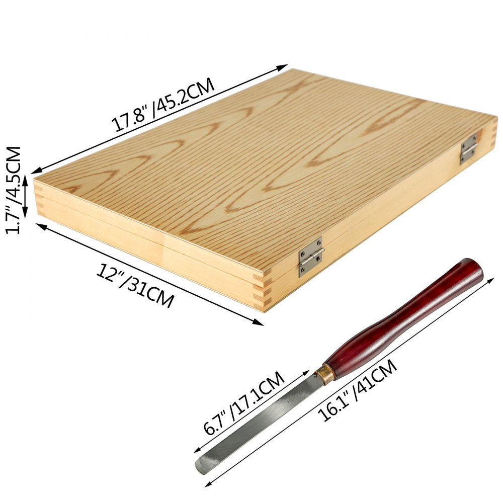 VEVOR 8-Piece Wood Lathe Chisel Kit, HSS Steel Blades, Woodworking Turning Tools with Wooden Storage Case, Ideal for Wood, Root, and Furniture Carving - Red