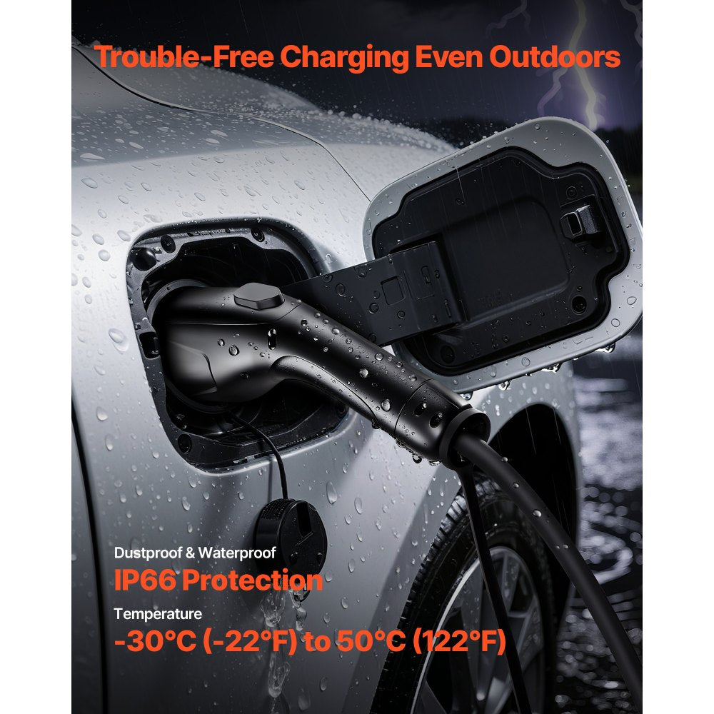 VEVOR EV Charger Extension Cable, 32Amp 21 ft J1772 Extension Cord Compatible with 120V-240V SAE J1772 Electric Vehicle Chargers, Level 1/Level 2 IP66 Heavy Duty Car Charging Cable with Carrying Bag