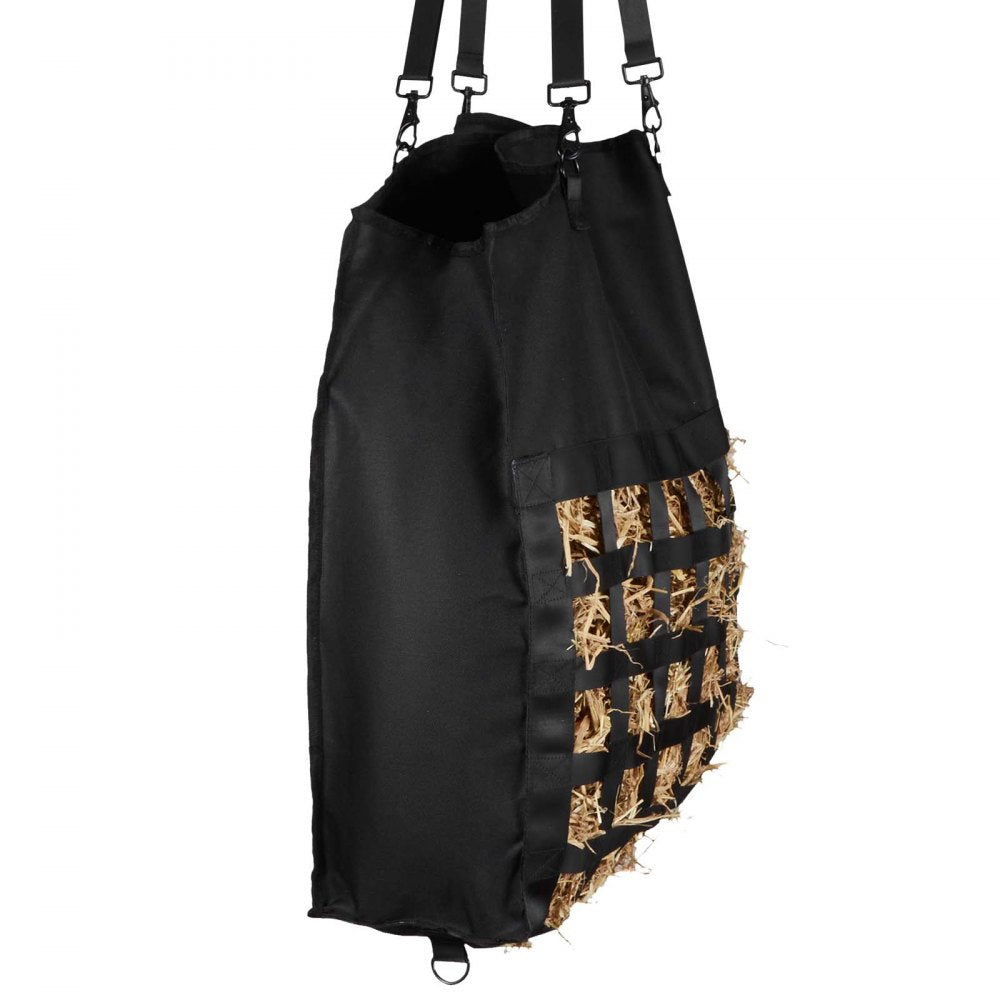 VEVOR Hay Bag for Horses, 21.65 x 7.28 x 25.2 in, 1.81 x 1.81 in Holes, Premium Nylon Construction with PVC Waterproof Coating, Adjustable Hanging Straps and Metal Hooks, Slow Feed Hay Bag for Horses