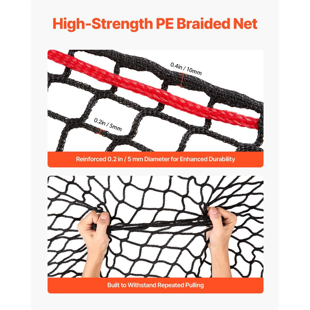 VEVOR Round Bale Hay Net, 4.92 x 4.92 x 4.92 ft, 1.5 inch Holes, PE Material, Knotless Design, with Zip Ties, Needle Shuttle, Repair Twine and Storage Bag, Slow Feeder Round Bale Net for Horses