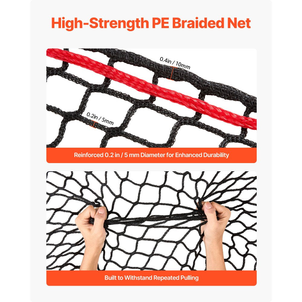VEVOR Round Bale Hay Net, 5.91 x 5.91 x 5.91 ft, 1.5 inch Holes, PE Material, Knotless Design, with Zip Ties, Needle Shuttle, Repair Twine and Storage Bag, Slow Feeder Round Bale Net for Horses