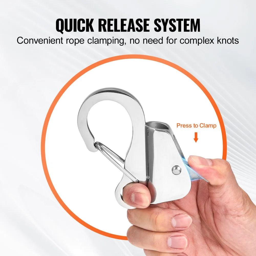 VEVOR Boat Anchor Hook, 304 Stainless Steel Slide Anchor, Knotless Anchor System with Quick Release, Boat Anchor Hook Clips for 3/8" - 5/8" Boat Anchor Rope, Easy to Use, Holds 3700 LBS