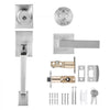 VEVOR Front Door Handle and Deadbolt Set, Square Entry Handle Set with Lever, Single Cylinder, Adjustable Hole Space, Reversible for Right and Left Handed Entrance and Front Doors, Satin Nickel