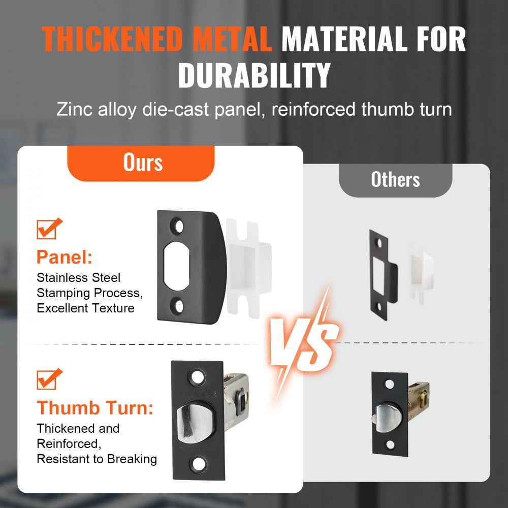 VEVOR Front Door Handle and Deadbolt Set, Square Entry Handle Set with Lever, Single Cylinder, Adjustable Hole Space, Reversible for Right and Left Handed Entrance and Front Doors, Matte Black