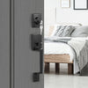 VEVOR Front Door Handle and Deadbolt Set, Square Entry Handle Set with Lever, Single Cylinder, Adjustable Hole Space, Reversible for Right and Left Handed Entrance and Front Doors, Matte Black
