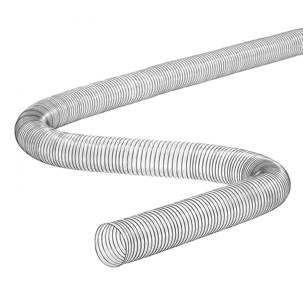 VEVOR Dust Collection Hose, 4'' x 20', Thickened PVC Material Puncture-Resistant Flexible Clear Hose with Carbon Steel Wire Coil 4 x 304 Stainless Clamps, for Table Saw, Band Saw, Planer, Jointer