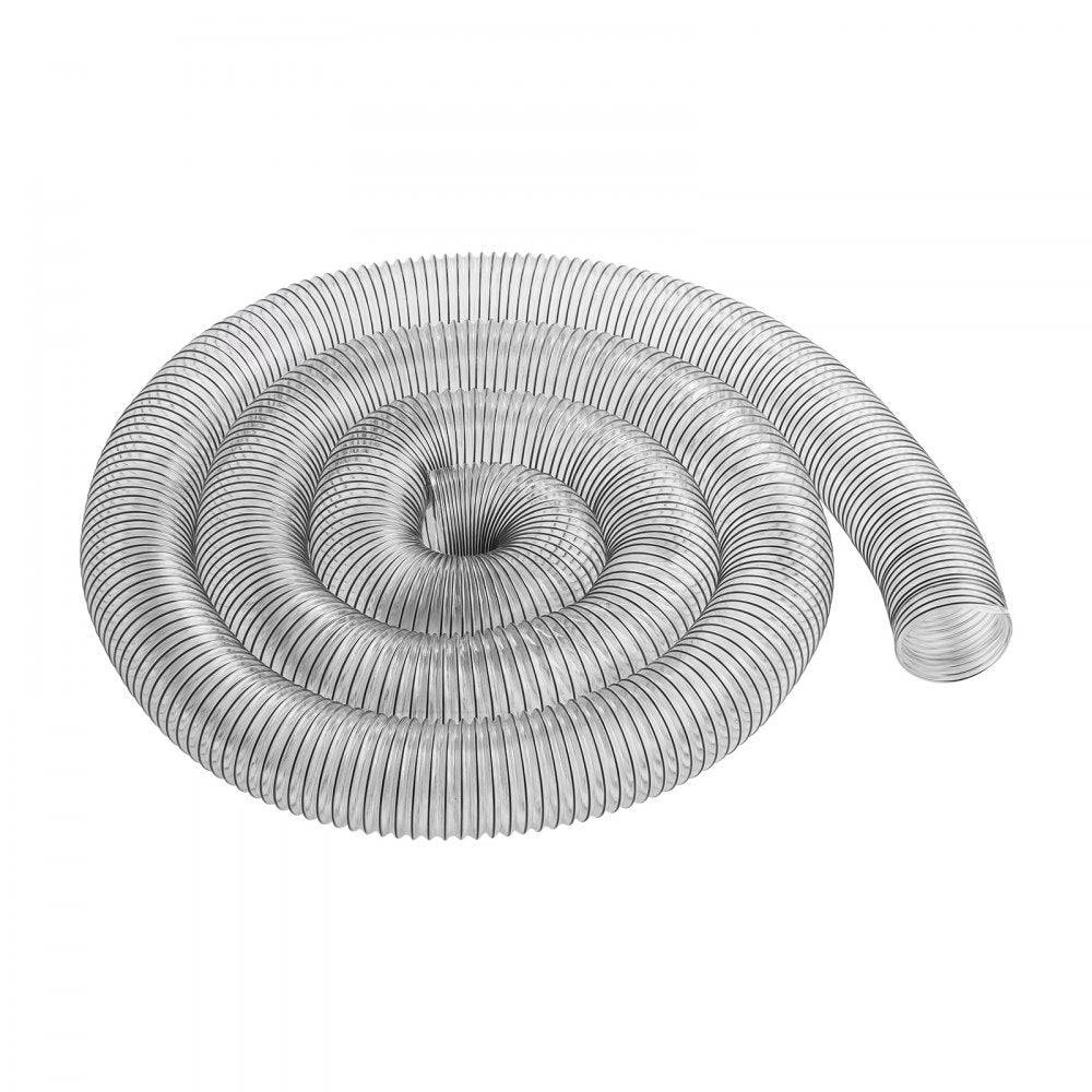VEVOR Dust Collection Hose, 4'' x 20', Thickened PVC Material Puncture-Resistant Flexible Clear Hose with Carbon Steel Wire Coil 4 x 304 Stainless Clamps, for Table Saw, Band Saw, Planer, Jointer