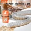 VEVOR Dust Collection Hose, 4'' x 50', Thickened PVC Material Puncture-Resistant Flexible Clear Hose with Carbon Steel Wire Coil 4 x 304 Stainless Clamps, for Table Saw, Band Saw, Planer, Jointer