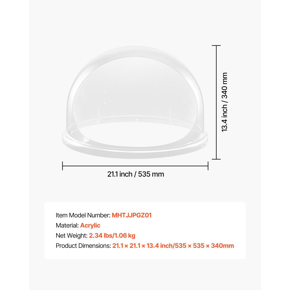 VEVOR Cotton Candy Machine Cover, Transparent Acrylic Dome Bubble Shield, Cotton Candy Machine Bubble Shield Compatible with 20.5in Cottons Candies Machines Bowl for Party, Shops, Bottom Groove Design