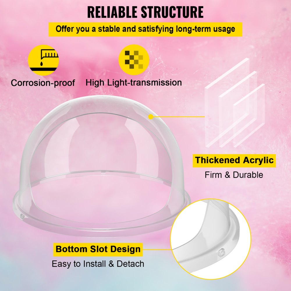 VEVOR 20.5" Diameter Candy Floss Cover for Candy Floss Maker Machine 52cm Dome Shield Cover of Commercial Candyfloss Machine Dome Cover Shield Cover (Cover Only)