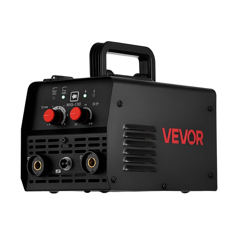 VEVOR MIG Welder, 130Amp Gasless Flux Core Welder Machine, 110V Synergic Mig Welding Machine, Portable Mig Welder with IGBT Inverter Technology for Metal Fabrication, Home Repair & DIY Projects