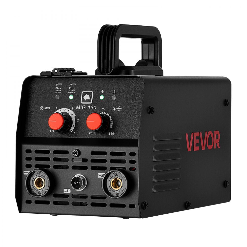 VEVOR MIG Welder, 130Amp Gasless Flux Core Welder Machine, 110V Synergic Mig Welding Machine, Portable Mig Welder with IGBT Inverter Technology for Metal Fabrication, Home Repair & DIY Projects