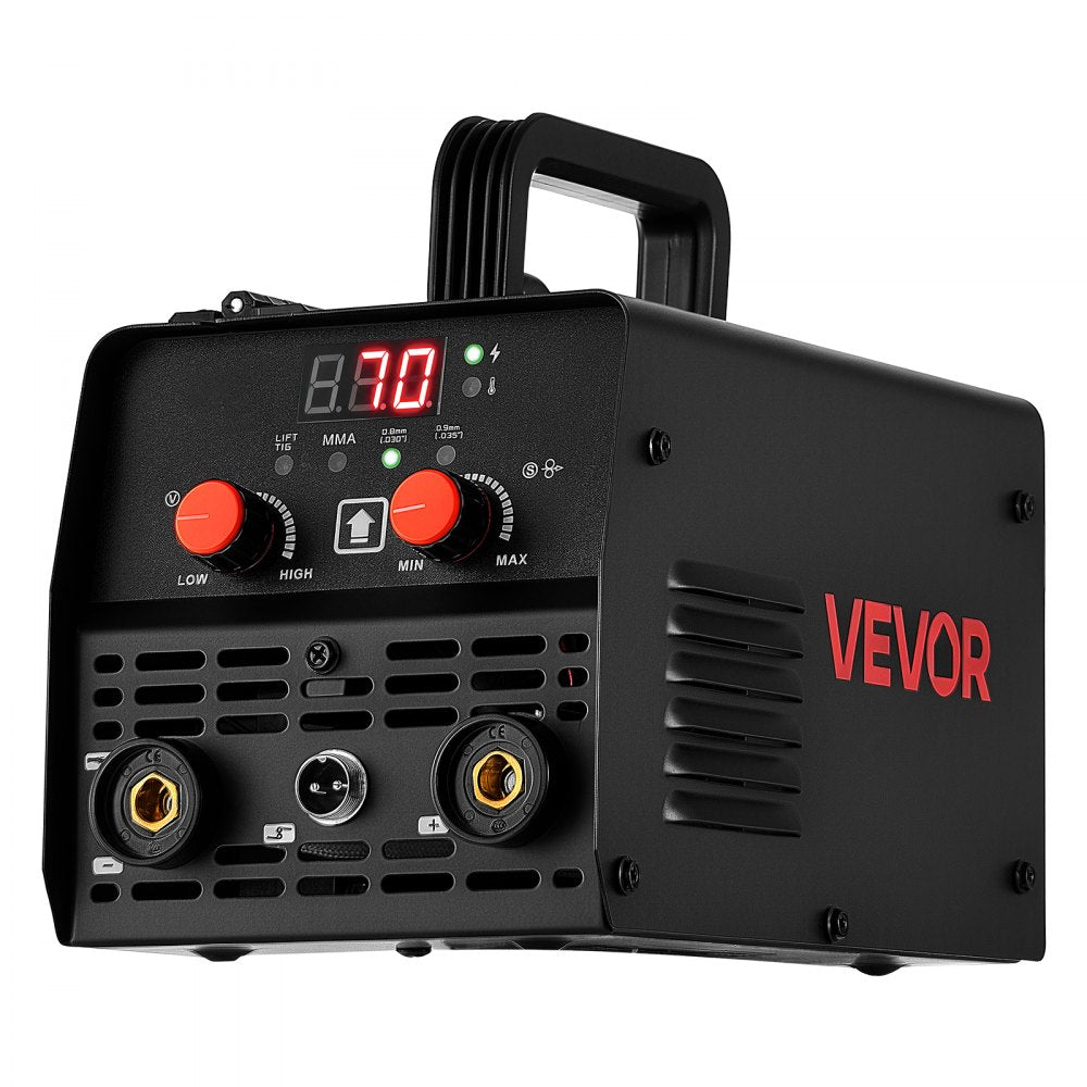 VEVOR 135A MIG Welder, 3-in-1 Lift TIG/Gasless Flux Core/Stick MIG Welding, 110V Synergic Multi-Process Mig Welder Machine with IGBT Inverter, Portable for Metal Fabrication, Home Repair & DIY Project