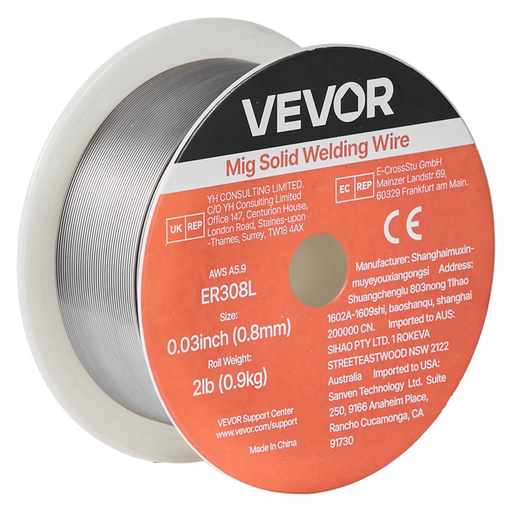 VEVOR Solid MIG Welding Wire, ER308L 0.03-inch 2 LBS, Low Spatter Stainless Steel Welding Wire with High Feedability for All-Position Gas Shielded Welding