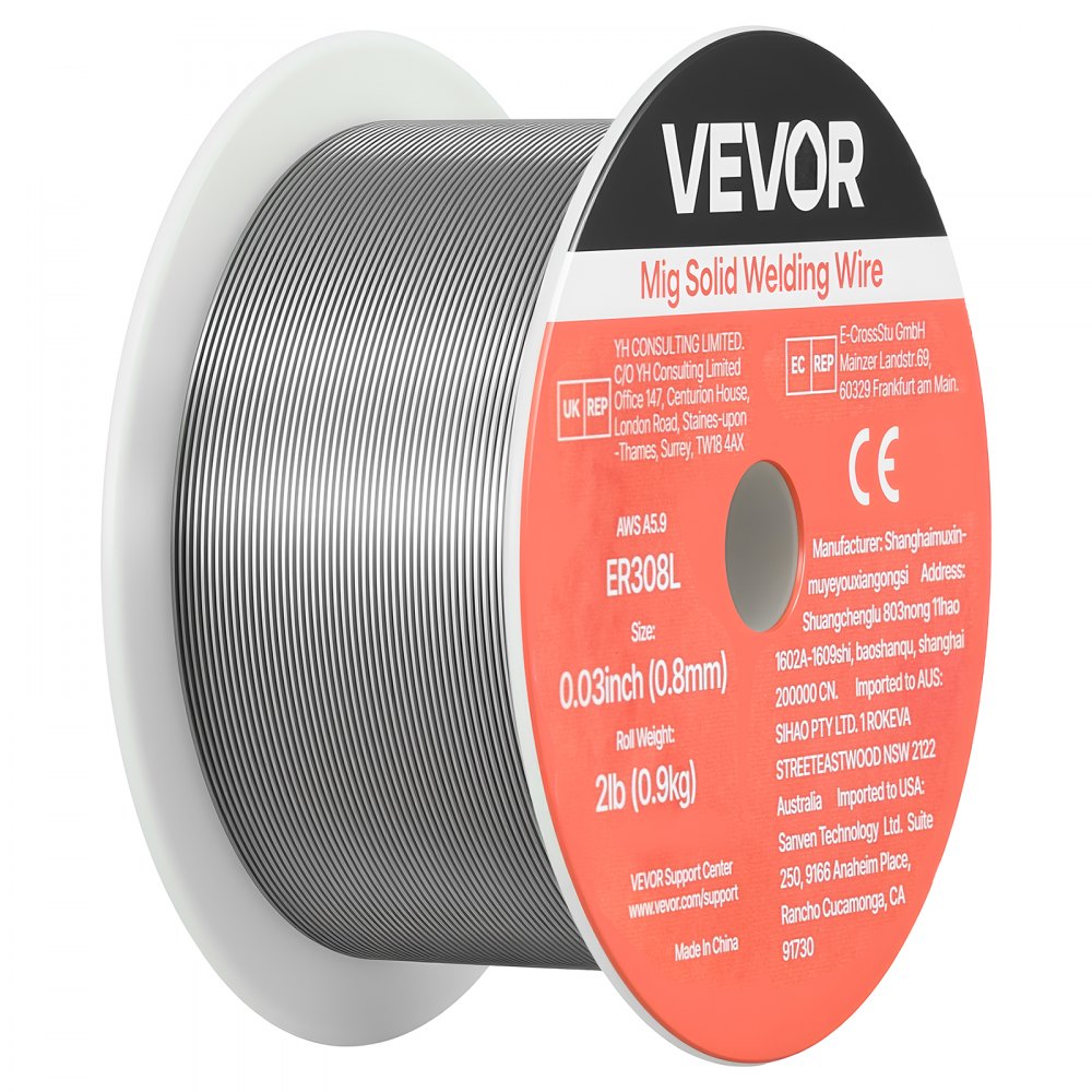 VEVOR Solid MIG Welding Wire, ER308L 0.03-inch 2 LBS, Low Spatter Stainless Steel Welding Wire with High Feedability for All-Position Gas Shielded Welding
