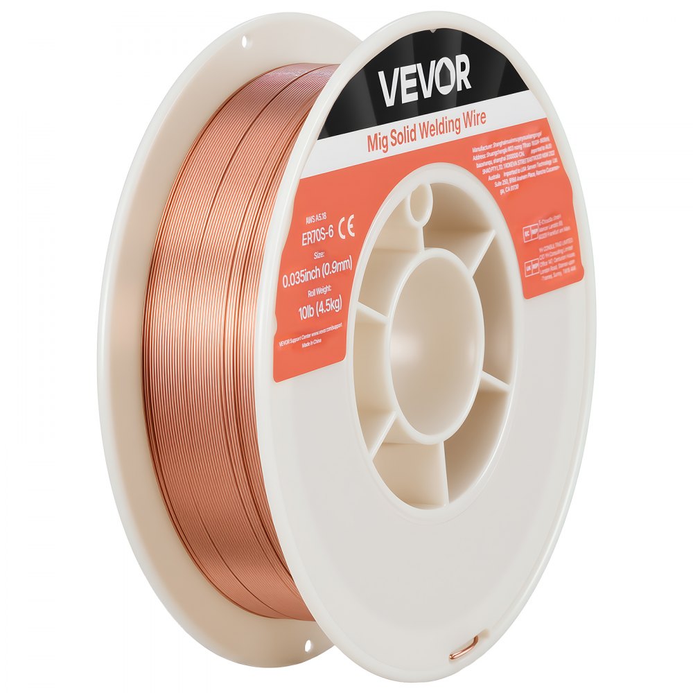 VEVOR Solid MIG Welding Wire, ER70S-6 0.035-inch 10 LBS, Low Spatter Mild Steel Welding Wire with High Deoxidizers for All-Position Gas Shielded Welding
