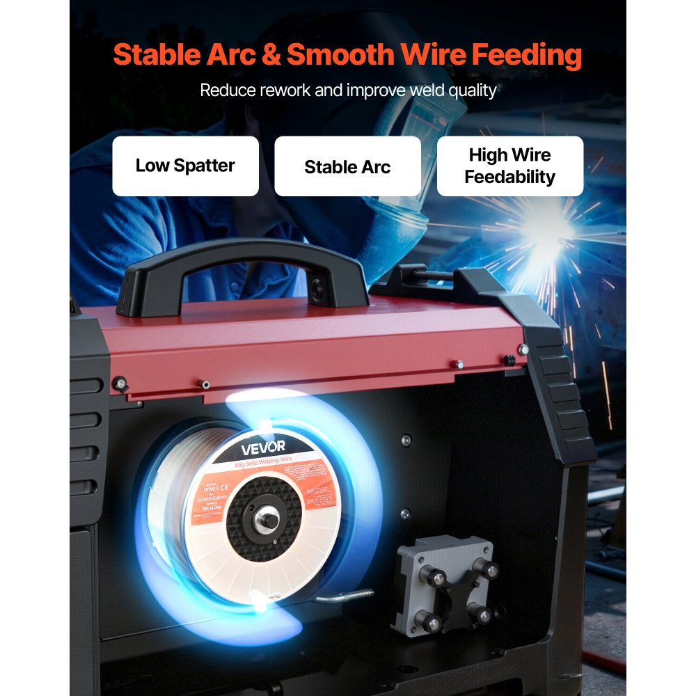 VEVOR Solid MIG Welding Wire, ER70S-6 0.03-inch 10 LBS, Low Spatter Mild Steel Welding Wire with High Deoxidizers for All-Position Gas Shielded Welding
