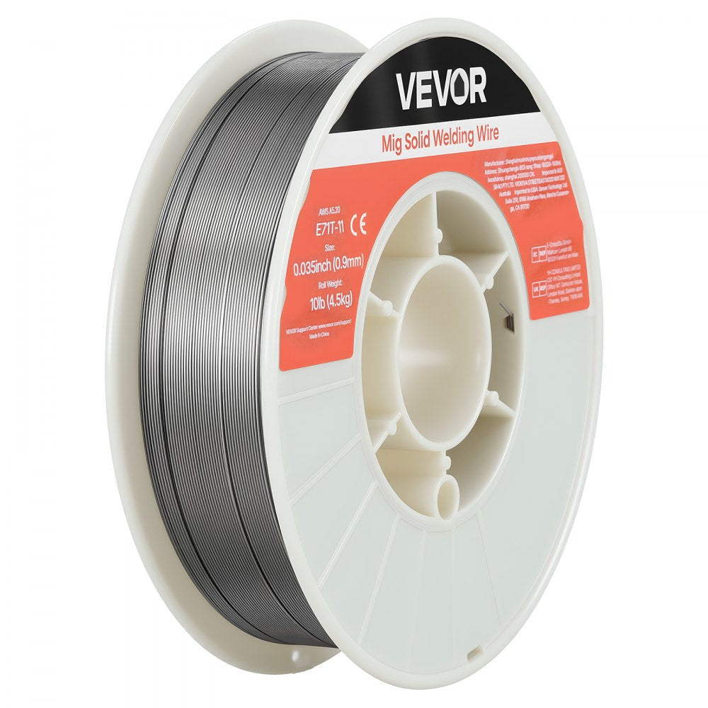 VEVOR Flux Core MIG Welding Wire, E71T-11 0.035-inch 10 LBS, Gasless Mild Steel Welding Wire with Low Spatter for All Position Arc Welding, Self-Shielded for Outdoor Use