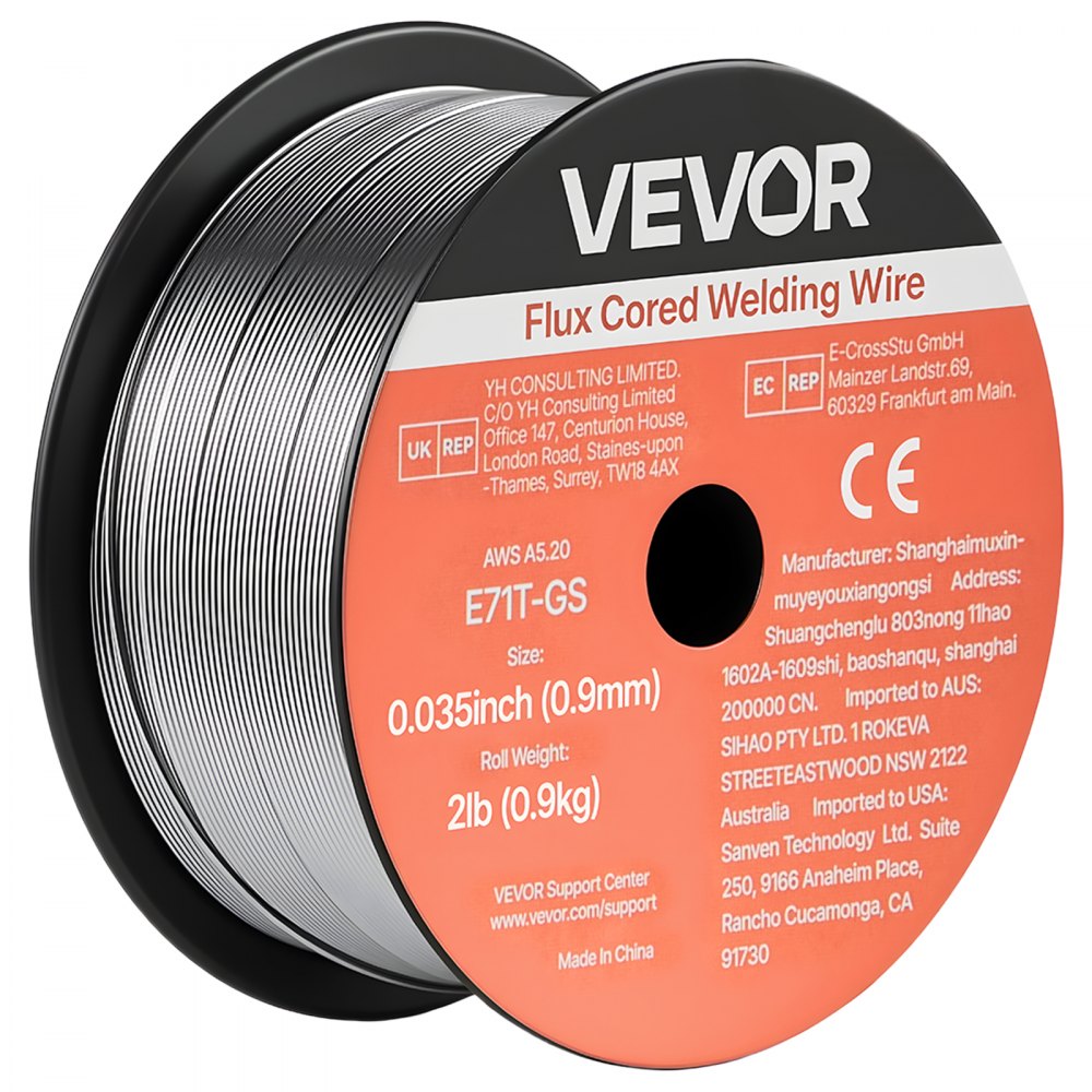 VEVOR Flux Core MIG Welding Wire, E71T-GS 0.035-inch 2 LBS, Gasless Mild Steel Welding Wire with Low Spatter for All Position Arc Welding, Self-Shielded for Outdoor Use (Pack of 3 Rolls)