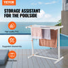 VEVOR Towel Rack, 5 Bars Outdoor PVC Towel Holder, Floor Standing Pool Towel Hanger Stand with Clips, Bag & Hook, Outdoor Indoor Quilt Drying Rack Organizer, Ideal for Poolside, Bathroom, Spa, White