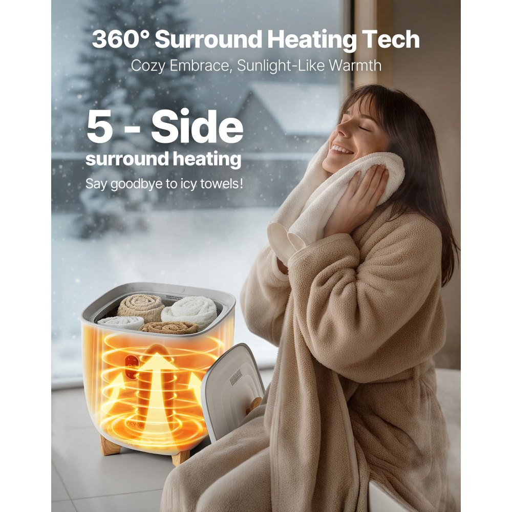 VEVOR Towel Warmers for Bathroom, 25 L Towel Warmer Bucket with Auto Shut Off for Spa Fits up to 5 Oversized Bath Towels, Blankets, Clothes, Bathrobes, PJ's and More