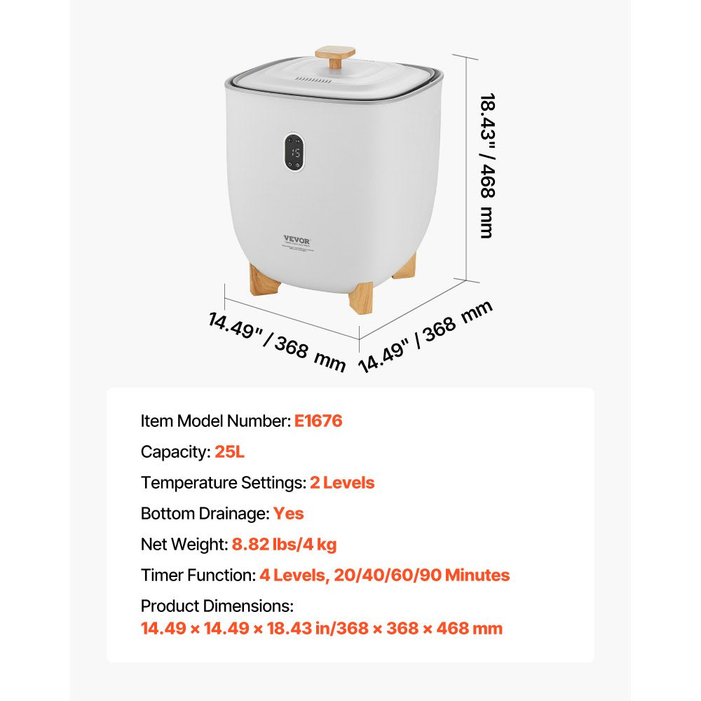 VEVOR Towel Warmers for Bathroom, 25 L Towel Warmer Bucket with Auto Shut Off for Spa Fits up to 5 Oversized Bath Towels, Blankets, Clothes, Bathrobes, PJ's and More