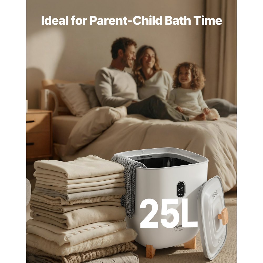VEVOR Towel Warmers for Bathroom, 25 L Towel Warmer Bucket with Auto Shut Off for Spa Fits up to 5 Oversized Bath Towels, Blankets, Clothes, Bathrobes, PJ's and More