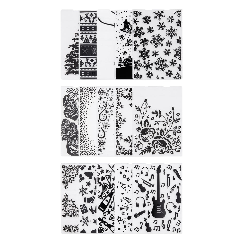 VEVOR Embossing Folders, 15 Pieces, 4.13 x 5.83 in, Background Embossed Plates for VEVOR Die Cutting and Embossing Machine, PP Plastic Embossed Stencil Template for Scrapbooking and Card Making