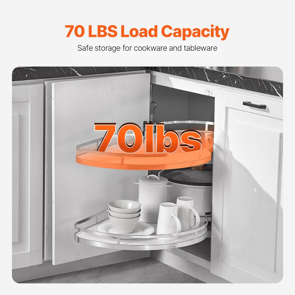 VEVOR Swing Right Blind Corner Cabinet, Pull Out Organizer for 36 inch Width Blind Cabinet, 2 Tier Height Adjustable Swing Tray, Soft Close Kitchen Cloud Blind Organizer, Right Open