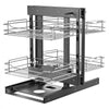 VEVOR Min 15"W Opening Blind Corner Pull Out Organizer, 2 Tier 4 Shelf Kitchen Cabinet Organizer, Chrome Carbon Steel Storage Basket, Slide Out Storage Organizer, Left & Right Open Compatible