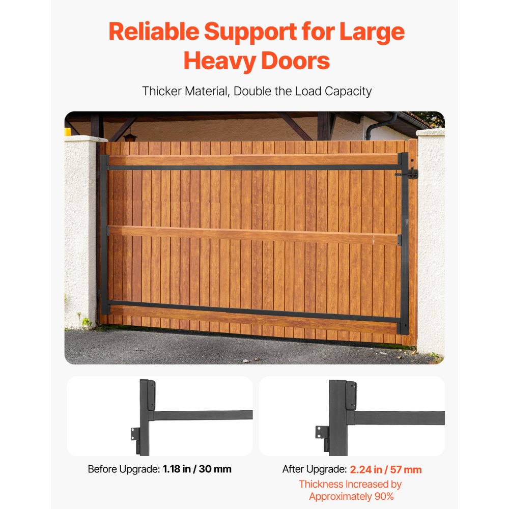 VEVOR Gate Building Kit, Fits 60 to 96 in Wide Openings, Up from 4 to 5 ft High Fence, Adjustable Gate Building Kit, Anti Sag Full Gate Frame Kit with Latch Lock and Screws, for Wooden Fence, Iron