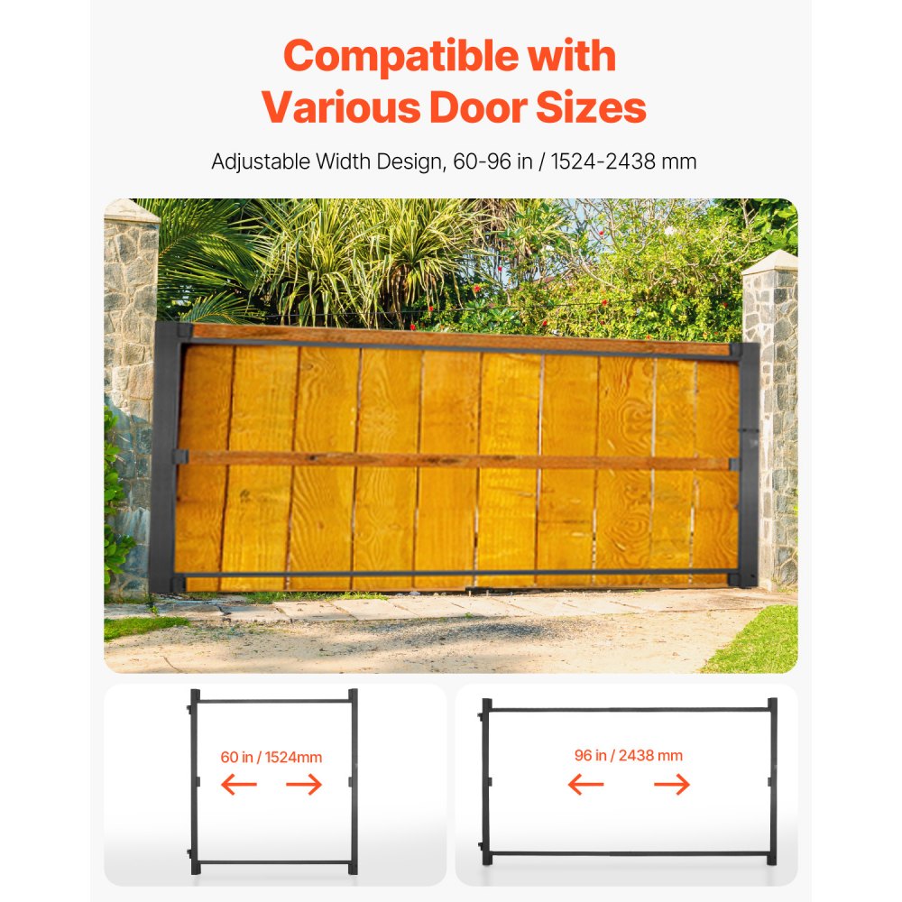 VEVOR Gate Building Kit, Fits 60 to 96 in Wide Openings, Up from 6 to 7 ft High Fence, Adjustable Gate Building Kit, Anti Sag Full Gate Frame Kit with Latch Lock, Screw, for Wooden Fence, Iron, Black